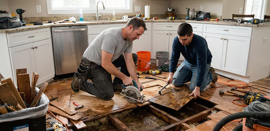 Kitchen Floor Water Damage Repair in Tustin